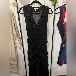 Topshop black black with white polka dots ruffle with front opening at the hem.